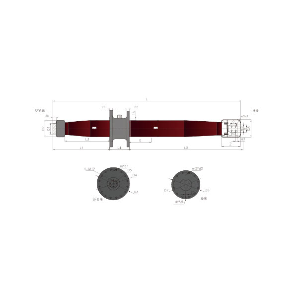 玻璃鋼增強幹式電(diàn)容型油/SF6套管